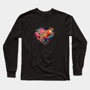 Hot Floral Heart Long Sleeve T-Shirt